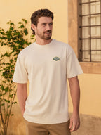 Creme Toscana bedrucktes Oversized T-Shirt