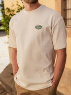 Creme Toscana bedrucktes Oversized T-Shirt