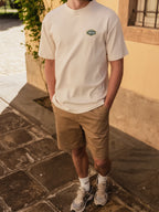 Creme Toscana bedrucktes Oversized T-Shirt