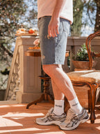 New Washed Blue Damaged Denim Short