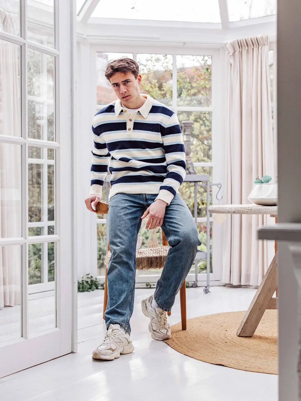 Blue Stripe Knitted Sweater Sample