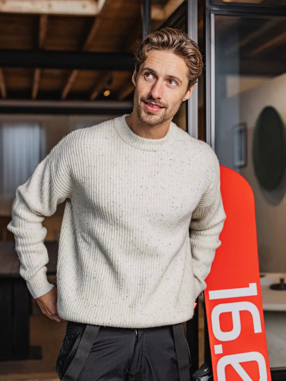 White Melange Knitted Sweater Sample