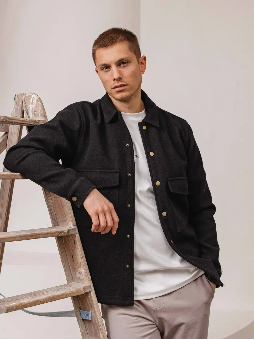 Black Button Overshirt Sample