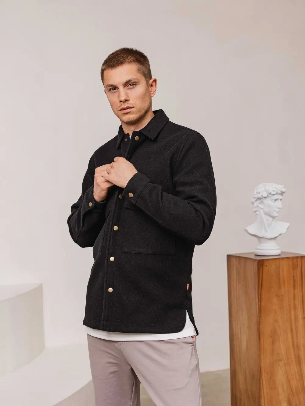 Black Button Overshirt Sample