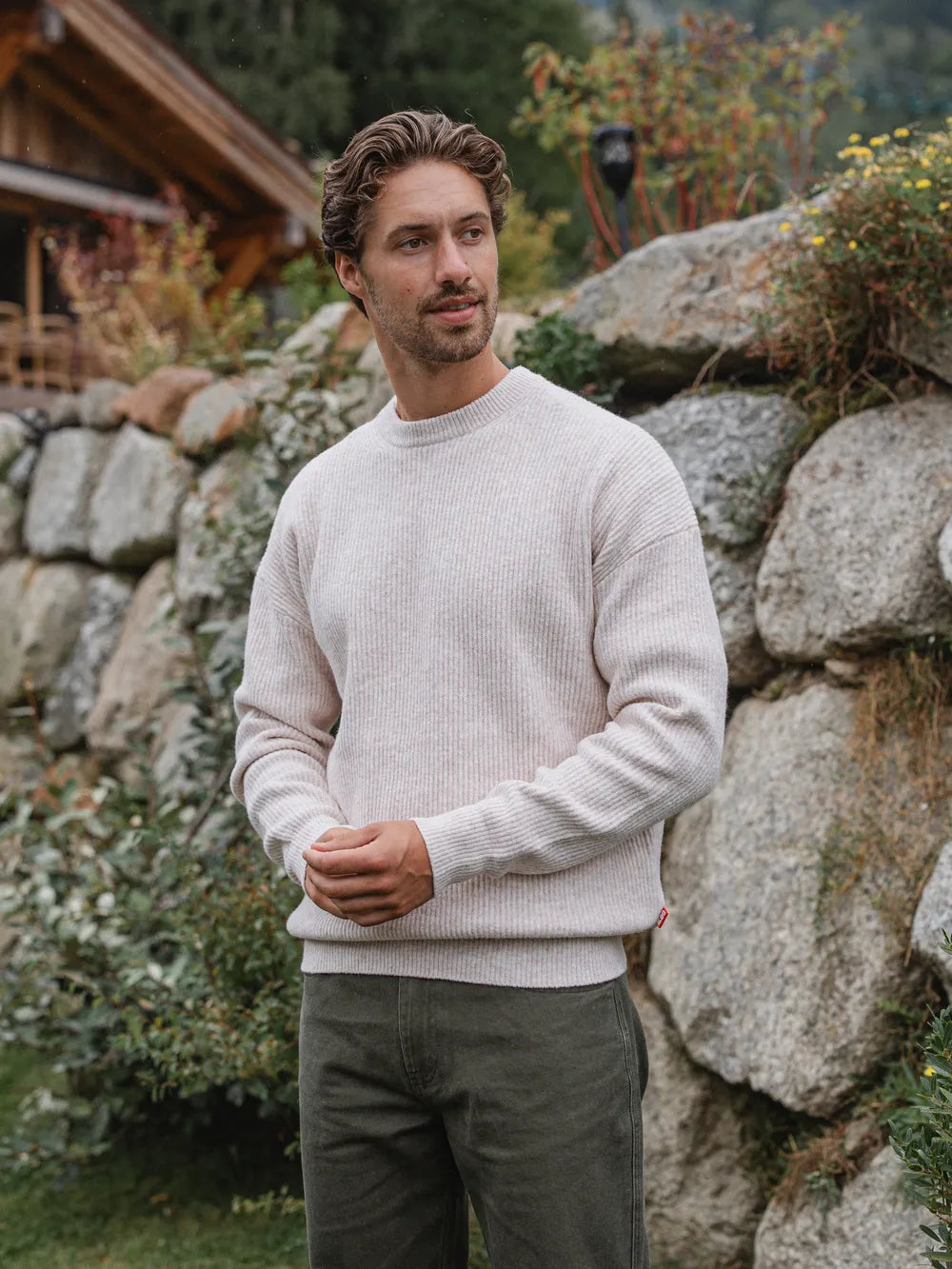 Beige Melange Knit Oversized Sweater