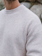 Beige Melange Knit Oversized Sweater