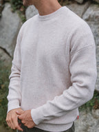 Beige Melange Knit Oversized Sweater