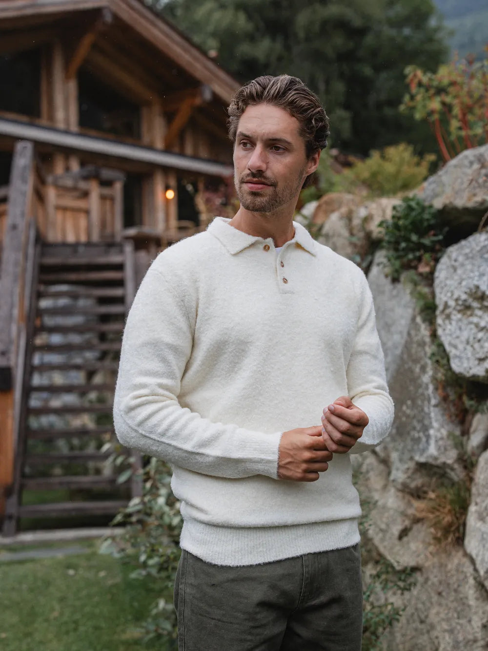 Off White Detail Button Polo