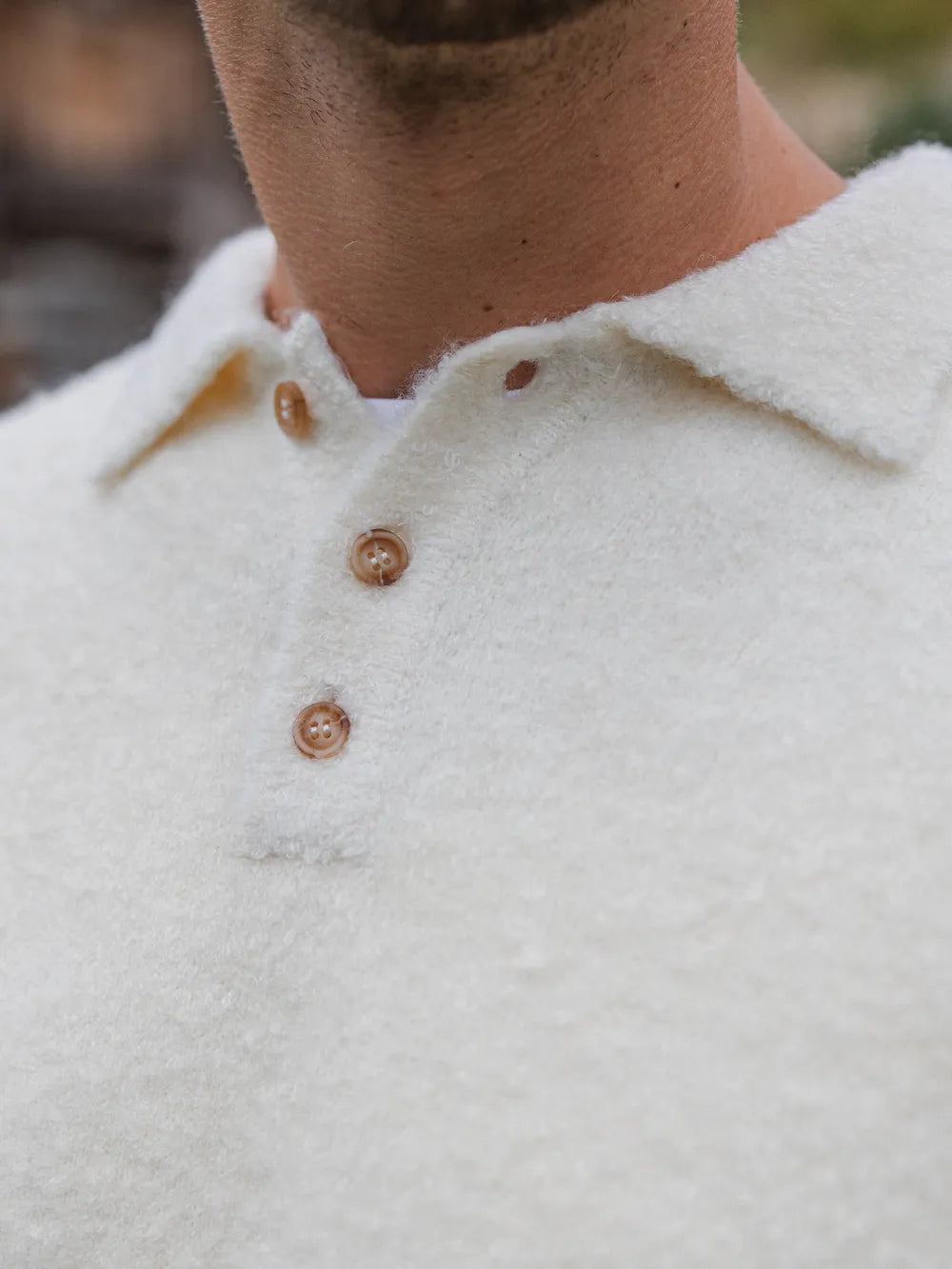 Off White Detail Button Polo