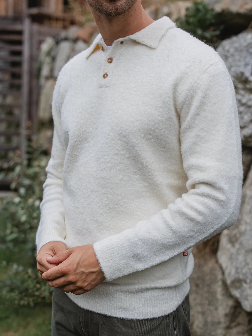 Off White Detail Button Polo