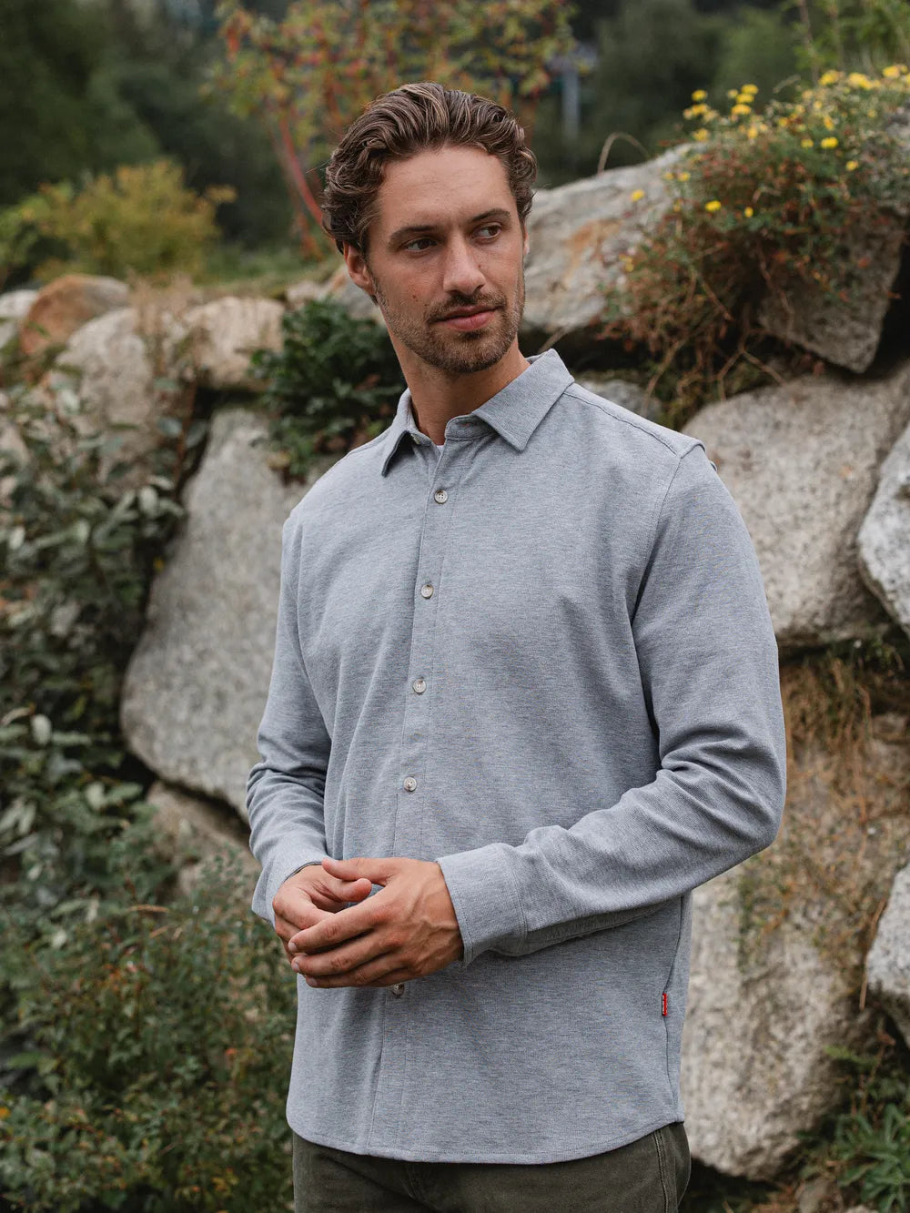 Grey Structured Button Up