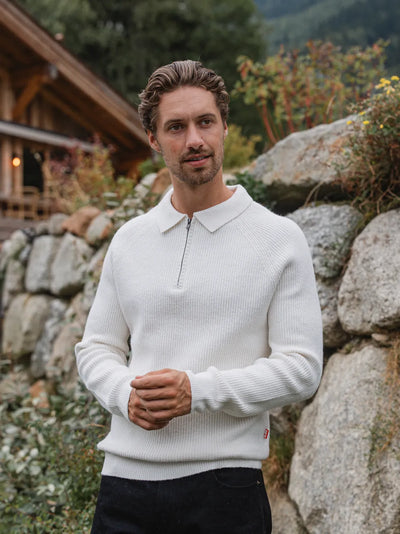 White Knit Oversized Polo Sweater