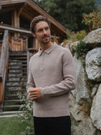 Brown Knit Oversized Polo Sweater