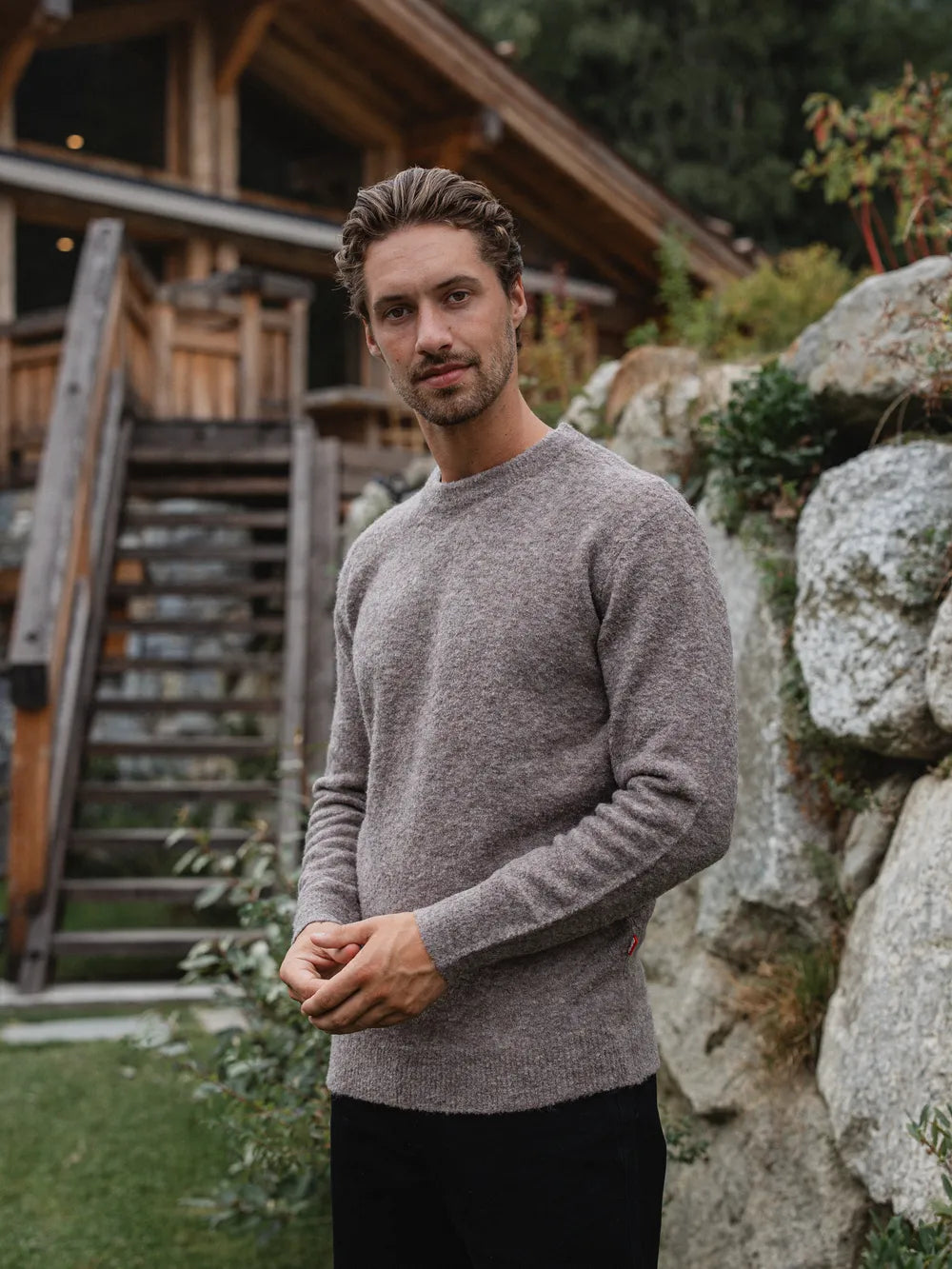 Brown Melange Detail Sweater