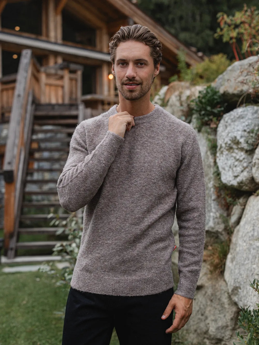 Brown Melange Detail Sweater