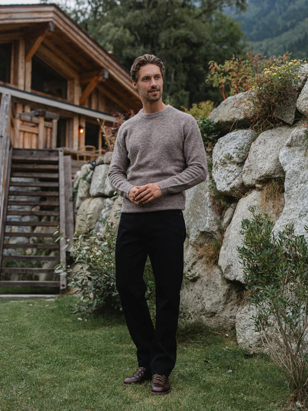 Brown Melange Detail Sweater