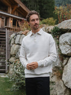 White Melange Polo Sweater