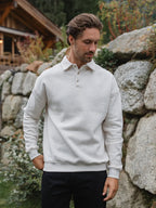White Melange Polo Sweater