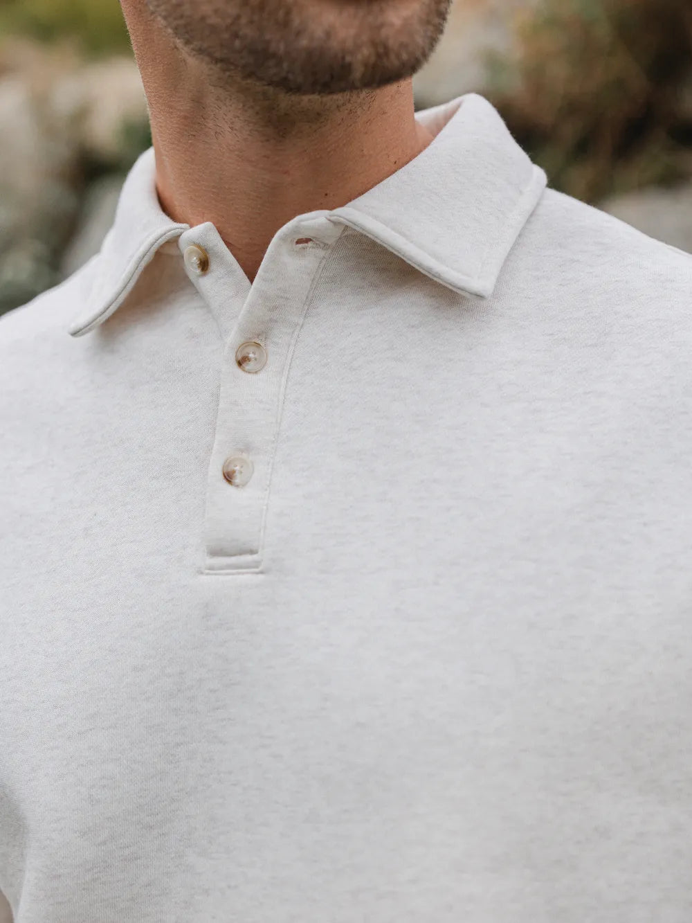 White Melange Polo Sweater