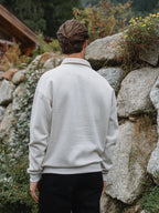 White Melange Polo Sweater