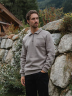 Dark Taupe Polo Zipper Sweater