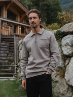 Dark Taupe Polo Zipper Sweater