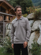 Dark Taupe Polo Zipper Sweater