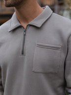 Dark Taupe Polo Zipper Sweater
