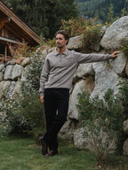 Dark Taupe Polo Zipper Sweater