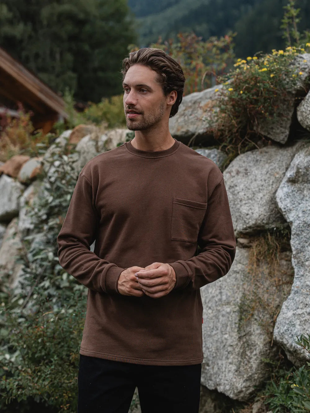 Dark Brown Cotton Longsleeve