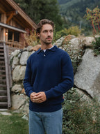 Navy Fluffy Button Polo