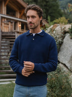 Navy Fluffy Button Polo