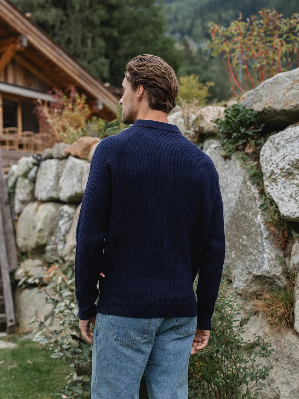 Navy Knit Oversized Polo Sweater