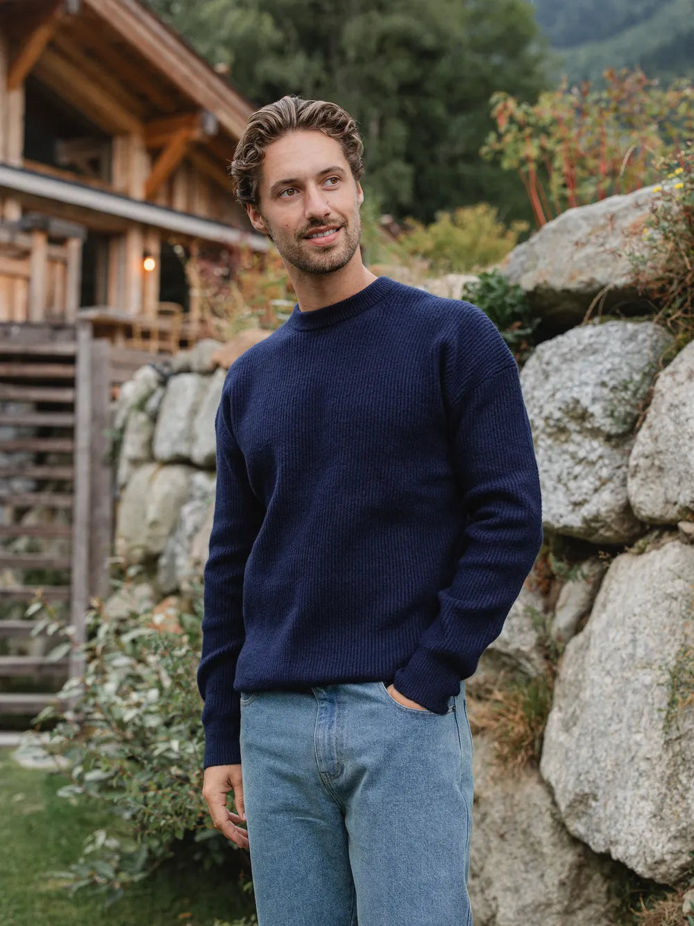 Navy Knit Oversized Sweater