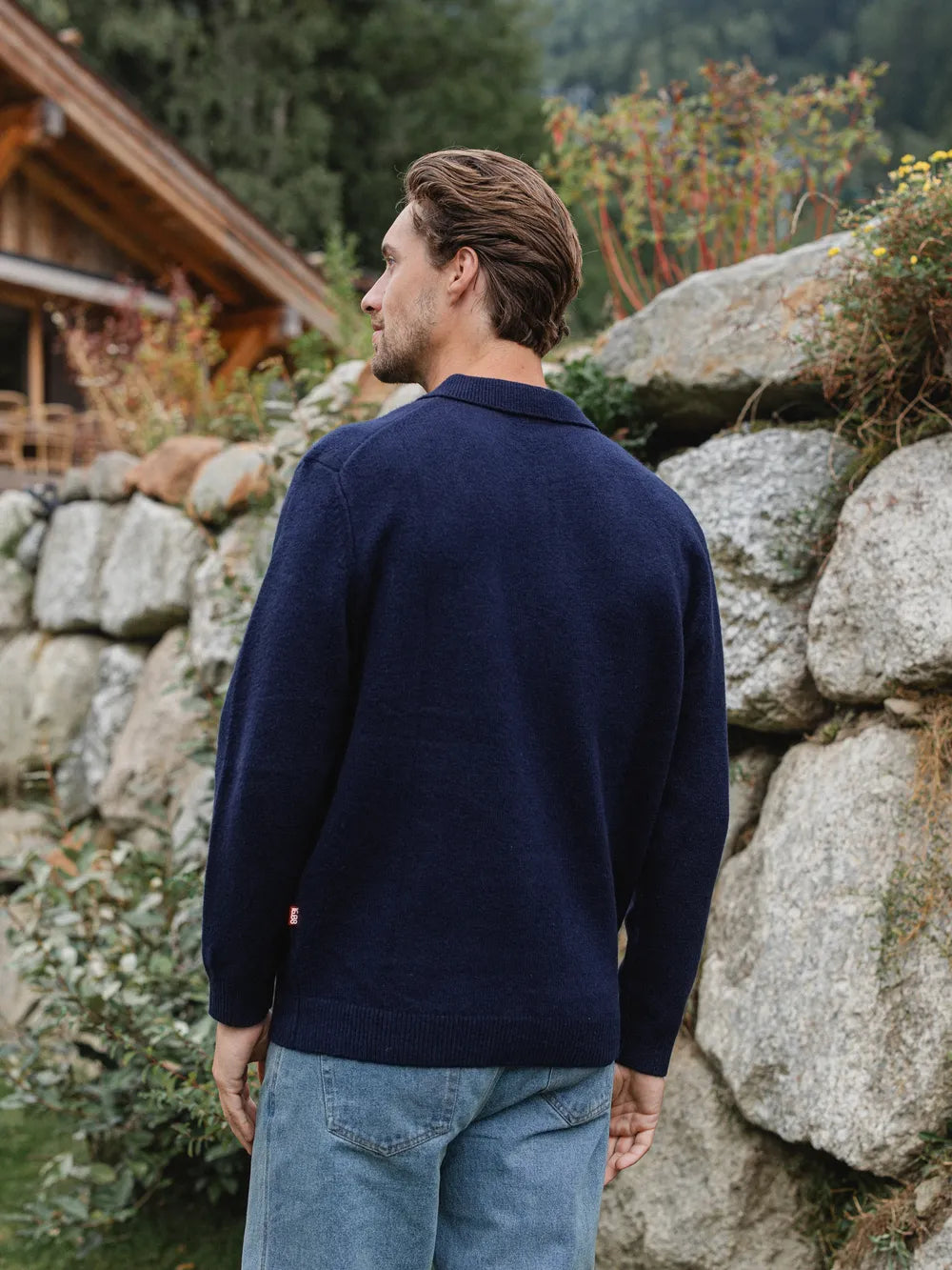 Navy Knit Pocket Polo