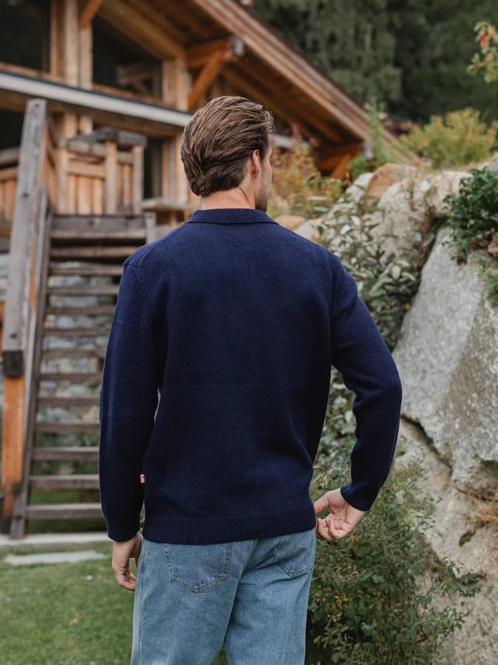 Navy Knit Pocket Polo