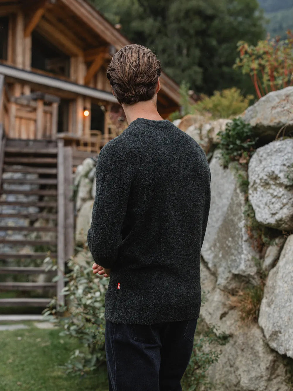 Green Melange Detail Sweater