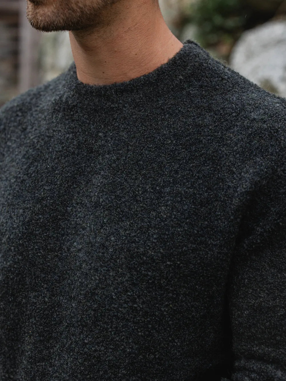 Green Melange Detail Sweater