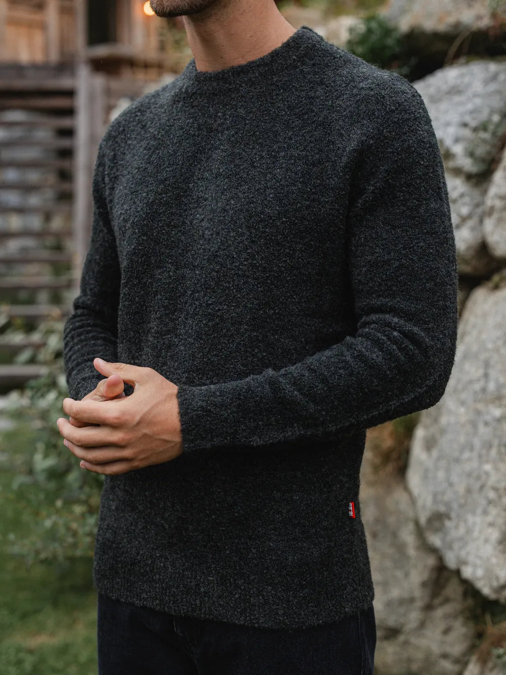 Green Melange Detail Sweater