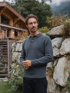 Dark Grey Fluffy Button Polo