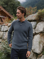 Dark Grey Fluffy Button Polo