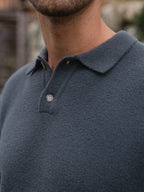 Dark Grey Fluffy Button Polo