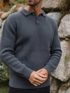 Dark Grey Fluffy Button Polo