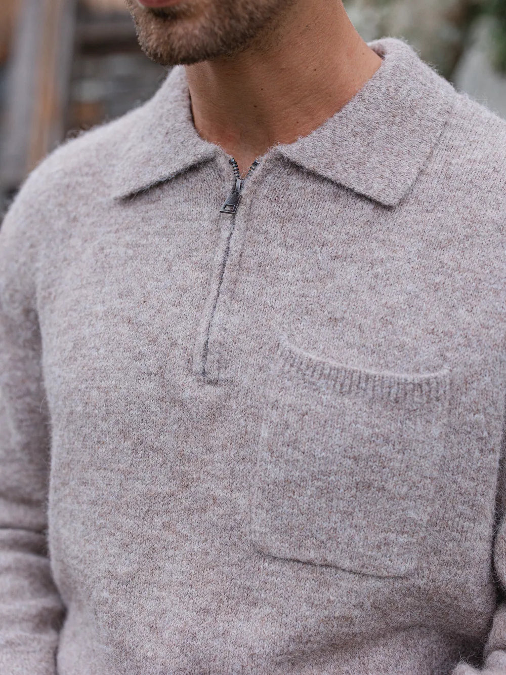 Brown Brushed Pocket Polo