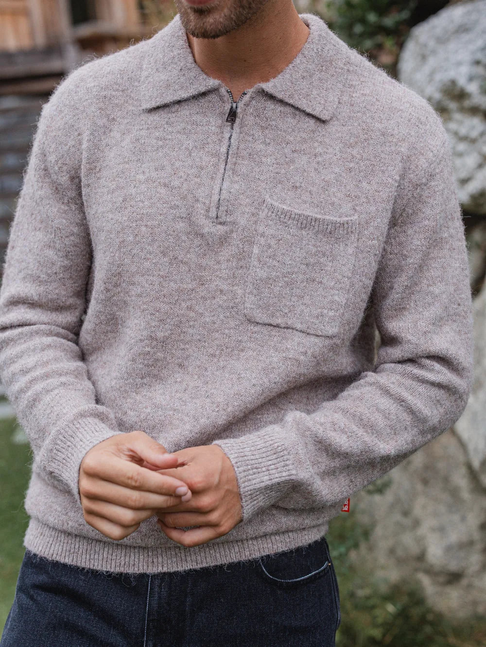 Brown Brushed Pocket Polo