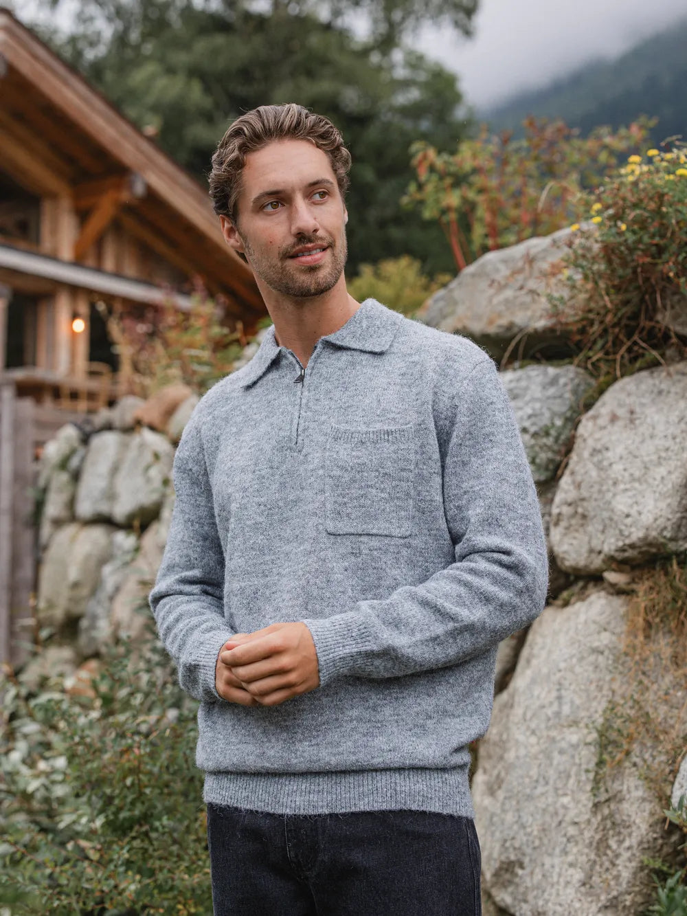 Grey Brushed Pocket Polo