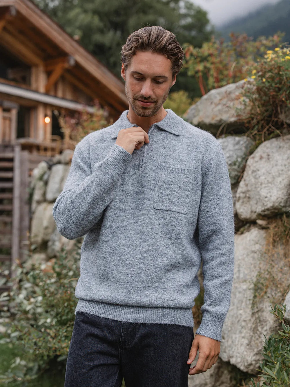 Grey Brushed Pocket Polo