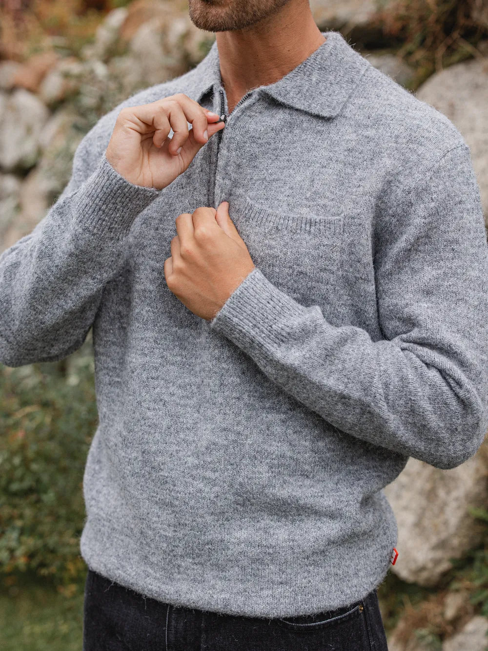 Grey Brushed Pocket Polo