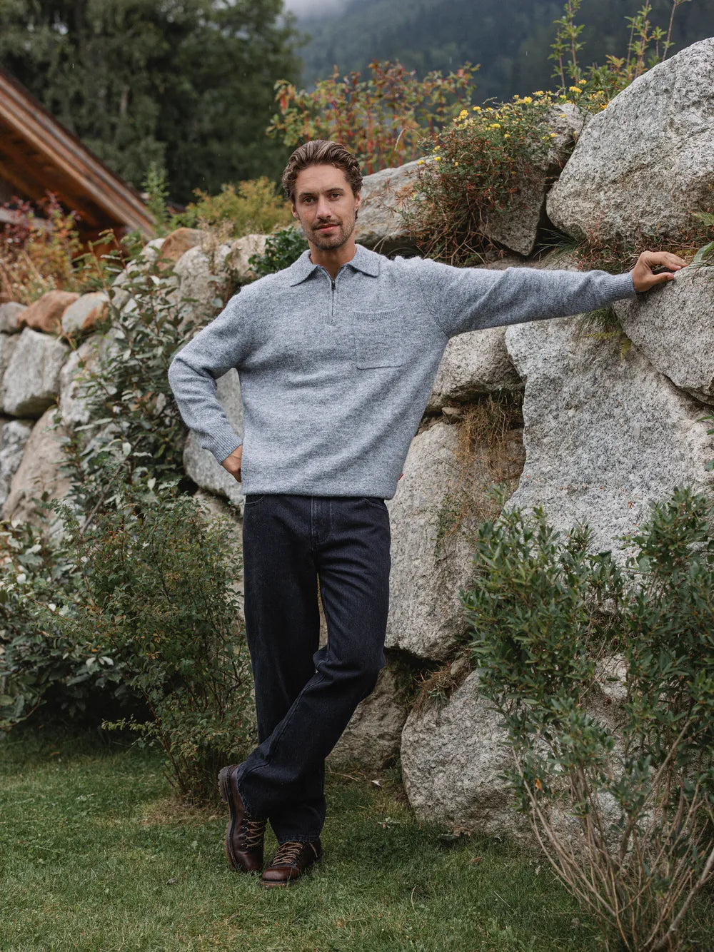 Grey Brushed Pocket Polo