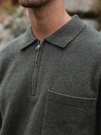 Green Knit Pocket Polo